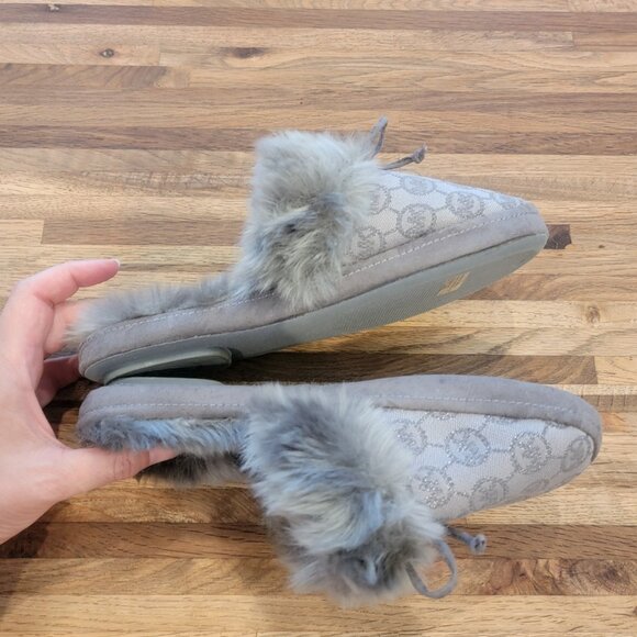 Michael Kors Zayden Slipper Slate Gray Monogram Jacquard Flat Slippers - Picture 7 of 10